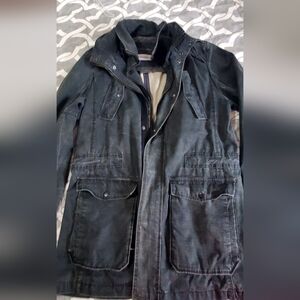Men's Black/Gray Hidden Hooded Trucker Denim Jacket